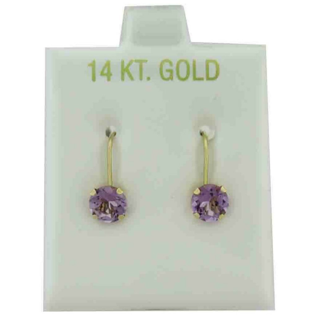 Genuine 1.72 Ct Amethyst Dangling Earrings 14k Gold